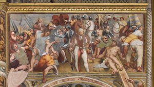 Nawa środkowa, pierwsze przęsło południowe, Chrystus przybity do krzyża, Pordenone autorstwa Giovanni Antonio Pordenone