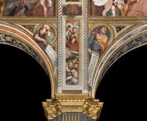 Nawa główna, druga i trzecia przęsła na południe, IL Pordenone 1520, Popiersia z prorokami autorstwa Giovanni Antonio Pordenone