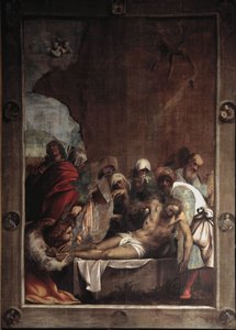 La deposition du christ (osadzanie Chrystusa) Obraz Giovanniego Antonio de Sacchis zwany il Pordenone (1484-1539) 1529-1530 Sun 391x291 cm Cortemaggiore (Piacenza), Chiesa dell Annunziata Włochy