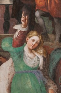 Spór św. Katarzyny z filozofami, 1530-32 (fresk) (detal 3601450) autorstwa Giovanni Antonio Pordenone