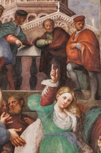 Spór św. Katarzyny z filozofami, 1530-32 (fresk) (detal 3601450) autorstwa Giovanni Antonio Pordenone