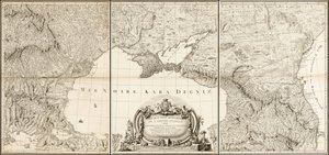Mapa Morza Czarnego z 1774 r. z przyległymi częściami imperiów tureckiego i rosyjskiego autorstwa Giovanni Antonio Rizzi-Zannoni