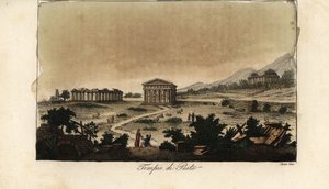 Widok starożytnych greckich świątyń Hery w Paestum, Włochy