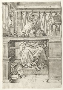 Św. Hieronim w swoim gabinecie, c. 1510. autorstwa Giovanni Antonio da Brescia