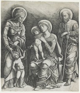 Święta Rodzina z Dzieciątkiem Św. Jan, ok. 1495-1505 (rycina) autorstwa Giovanni Antonio da Brescia