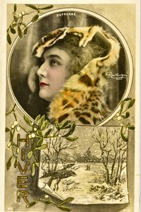 Pocztówka: Portret Mademoiselle Dufresne, artystki Music Hall autorstwa Phillipe de Marlier