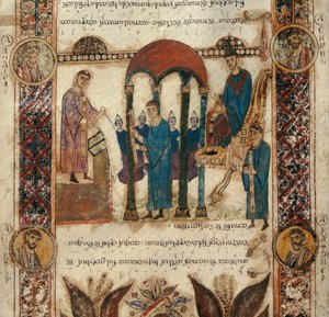 Odmówienie Exulet podczas Wigilii Paschalnej. Exultet katedry San Sabino w Bari