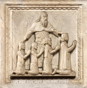 Czterech darczyńców i św. Piotr autorstwa Giovanni Balduccio