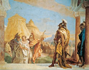 Eurybates i Talthybius prowadzą Briseis do Agamemnon