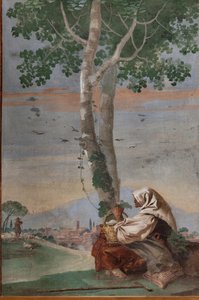 Stara wieśniaczka z koszem jajek z „Foresterii” (Pensjonat) autorstwa Giovanni Battista Tiepolo
