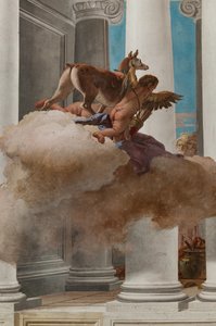 Palazzina (Mały Budynek), hol wejściowy: „Ofiara Ifigenii”, fragment łani wysłanej przez Artemidę w celu zastąpienia Ifigenii autorstwa Giovanni Battista Tiepolo