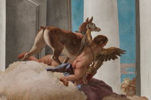 Palazzina (Mały Budynek), hol wejściowy: „Ofiara Ifigenii”, fragment łani wysłanej przez Artemidę w celu zastąpienia Ifigenii autorstwa Giovanni Battista Tiepolo