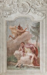 Palazzina (Mały Budynek), trzeci pokój lub pokój Eneidy: „Eneasz marzy o Merkurym, który każe mu odejść” autorstwa Giovanni Battista Tiepolo