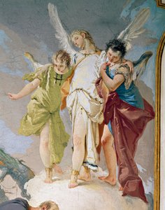 Abraham i anioły, Giovanni Battista Tiepolo (1696-1770), fresk, Detal, Pałac Patriarchalny, Sala Gościnna, Udine autorstwa Giovanni Battista Tiepolo