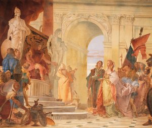 Wielkoduszność Scypiona, fragment z Chwały Scypiona Afrykańskiego i Aleksandra Wielkiego autorstwa Giovanni Battista Tiepolo