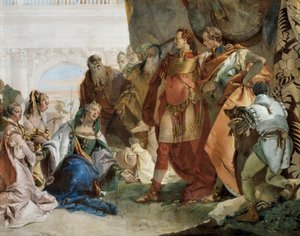Rodzina Dariusza III Codomana, fragment z Chwały Scypiona Afrykańskiego i Aleksandra Wielkiego autorstwa Giovanni Battista Tiepolo