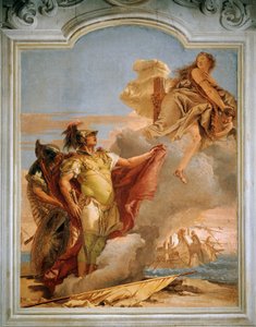 Wenus żegna się z Eneaszem, Giambattista Tiepolo (1696-1770), fresk, Pokój Eneidy, Villa Valmarana 