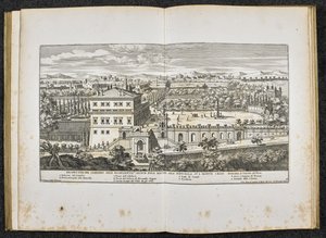 „Perspektywa Giardino dell excellentis Signor Duca Mattei alla Navicella na Monte Celio, Rzym” autorstwa Giovanni Battista (after) Falda