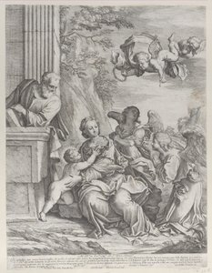 Święta Rodzina z aniołami po prawej i nad głową, 1652. autorstwa Giovanni Battista Beinaschi