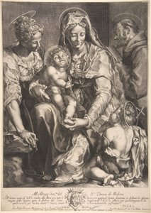 Dziewica z Dzieciątkiem ze św. Katarzyną, Franciszkiem z Asyżu i Janem Chrzcicielem, połowa XVII wieku.