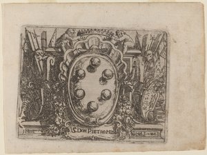 Dedykacja dla Don Pietro Medici z „Bizzrie di vari Figure” autorstwa Giovanni Battista Bracelli