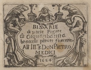 Strona tytułowa "Gonzo różnych postaci" autorstwa Giovanni Battista Bracelli