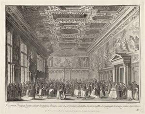 Przyjęcie przez Dożę Ambasadorów Zagranicznych w Sala del Collegio, 17631766.
