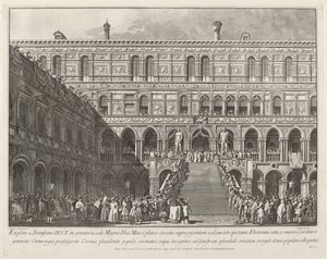 Doża koronowany na Scala dei Giganti Pałacu Książęcego, 17631766.