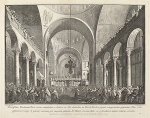 Nowo wybrany doża przedstawiony ludowi w San Marco, 17631766.