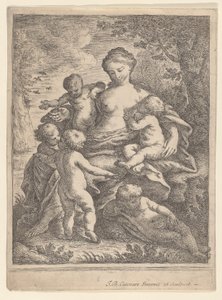 Organizacja charytatywna, siedząca w otoczeniu pięciorga nagich dzieci, 1692-1727. autorstwa Giovanni Battista Catenaro