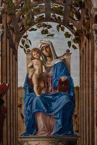 Tronująca Madonna z Dzieciątkiem Jezus między świętymi Jakubem i Hieronimem, fragment autorstwa Giovanni Battista Cima da Conegliano