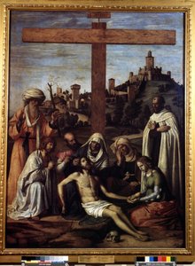 "Osadzanie" Napis "INRI" na krzyżu. Obraz Giovanniego Battisty Cima da Conegliano (ok. 1459-1517) XVI wiek Wymiary 199x148 cm Muzeum Puszkina, Moskwa autorstwa Giovanni Battista Cima da Conegliano