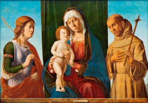 Madonna z Dzieciątkiem między św. Urszulą i Franciszkiem z Asyżu, ok. 1930 1495. autorstwa Giovanni Battista Cima da Conegliano