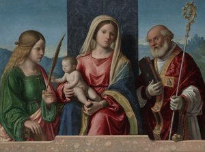 Dziewica z Dzieciątkiem ze świętymi Katarzyną i Mikołajem, 1510-17 autorstwa Giovanni Battista Cima da Conegliano