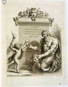 Bilet na Bal Maskowy w Operze 26 kwietnia, rytowany przez Francesco Bartolozzi (1727-1815), 1770 autorstwa Giovanni Battista Cipriani
