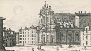 Kościół św Ignacego Loyoli na Polu Marsowym, Rzym, rycina Giovanni Battista Falda (1640 lub 1643-1678), Włochy autorstwa Giovanni Battista Falda