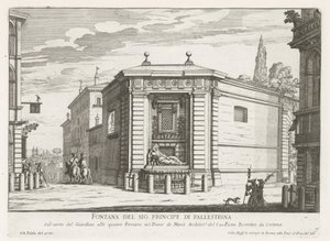 Dianafontein van de Quattro Fontane w Rzymie Fontanna Pana Principe di Pallestrina (tytuł na obiekcie) Fontanny Rzymu (tytuł serii) Fonteinen van Rome (tytuł serii) autorstwa Giovanni Battista Falda