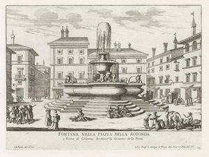 Fontanna Panteonu na Piazza della Rotonda te Rome Fontanna na Piazza della Rotonda (tytuł na obiekcie) Fontanny Rzymu (tytuł serii) Fonteinen van Rome (tytuł serii) autorstwa Giovanni Battista Falda