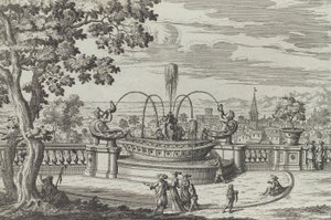 Fontanna Belvedere we Frascati ..., 1691 lub później. autorstwa Giovanni Battista Falda
