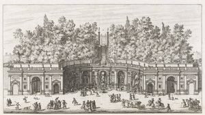 Teatr wód in de tuinen van de Villa Aldobrandini te Frascati Widok i elewacja wielkiego teatru wodnego Willi Aldobrandina (...) (tytuł na obiekcie) Fontanny willi Frascati (tytuł serii) Fonteinen van Frascati (tytuł serii)