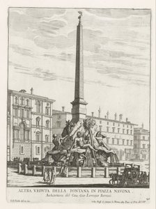 Vierstromenfontein na Piazza Navona te Rome Fontana na Piazza Navona (tytuł na obiekcie) Fontane di Roma (tytuł serii) Fonteinen van Rome (tytuł serii) autorstwa Giovanni Battista Falda