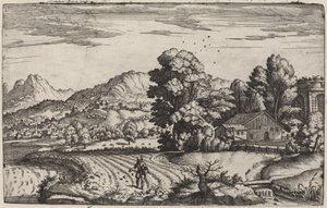 Pejzaż górski z przypowieścią o siewcy autorstwa Giovanni Battista Fontana