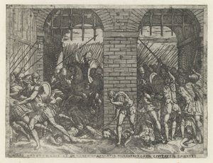Romeinse soldaten vallen Crustumerium binnen Ofiara Crustumeni (...) pozbawiona obywatelstwa (tytuł na przedmiocie) Leven van Romulus en Remus (tytuł serii)