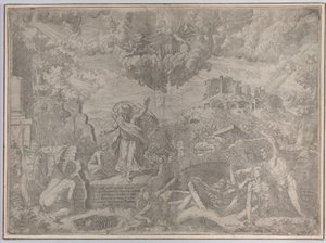 Wizja Ezechiela, ze zmarłymi powstającymi i przybierającymi swoje ciało, Bóg Ojciec z..., 1579.
