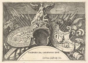 Tablica 1: trofea broni rzymskiej z dekoracji nad oknami na II piętrze ..., 1656-58.