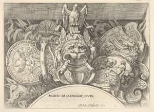 Tablica 4: trofea broni rzymskiej z dekoracji nad oknami na II piętrze..., 1656-58.