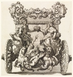 Widok z tyłu pierwszego powozu Lorda Catelmaine zbudowanego w 1686 roku przez Andreę Cornely według Ciro Ferri (1634-1689)
