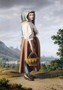 Chłop na tle Maddaloni, Giovan Battista Lusieri (ok. 1755-1821), akwarela na papierze 32x23 cm, Włochy