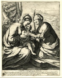 Giovanni Battista Mercati - Mistyczne zaślubiny św. Katarzyny, na której palec Chrystus nakłada pierścień; według Correggia. 1620, 1837,0408.160 autorstwa Giovanni Battista Mercati