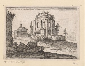 Resten van de Tempel van Minerva Medica w krajobrazie Świątynia Minerwy Medica di la da S.ta Bibiana (tytuł na obiekcie) Gezichten op Rome (tytuł serii) Niektóre widoki i perspektywy niezamieszkałych miejsc w Rzymie (tytuł serii)